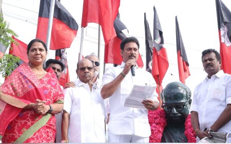 பேரறிஞர் அண்ணா பிறந்தநாள்;  அமைச்சர் அன்பில் மகேஸ் பொய்யாமொழி  தலைமையில் உறுதிமொழி ஏற்பு