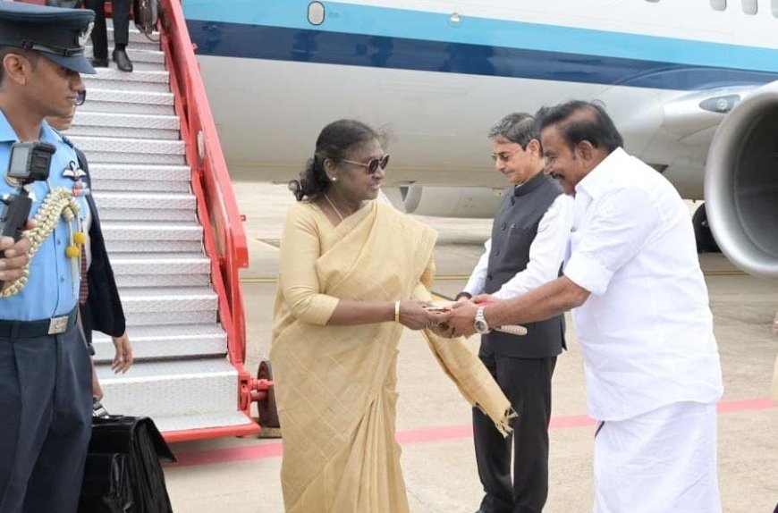 குடியரசுத் தலைவர் திருச்சி வருகை; ஆளுநர் அமைச்சர்கள் வரவேற்பு