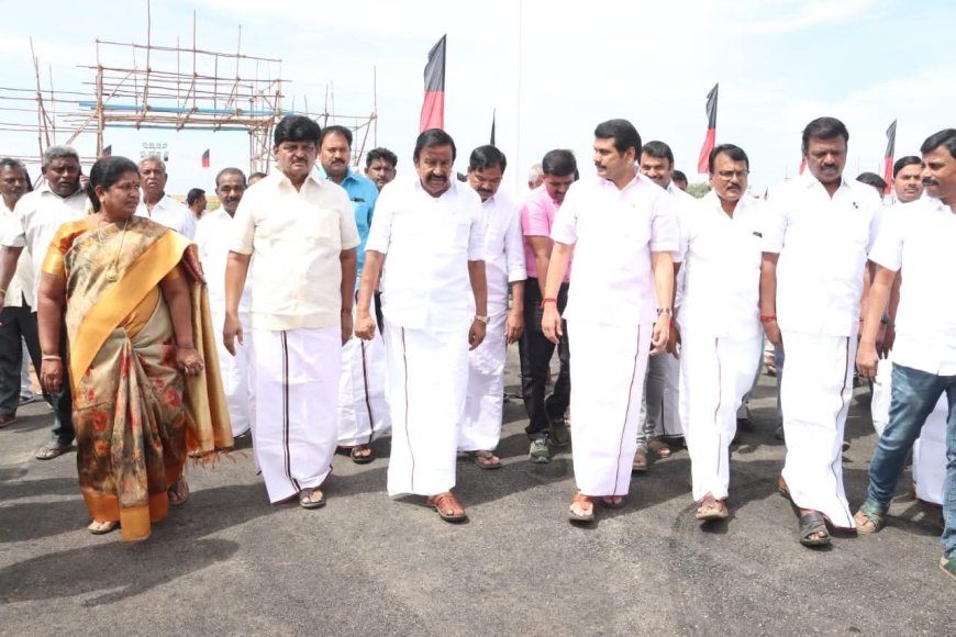 கரூரில் நாளை திமுக முப்பெரும் விழா; பிரம்மாண்ட கூட்டத்தை கூட்ட முடிவு; அமைச்சர் கே என் நேரு நேரில் ஆய்வு