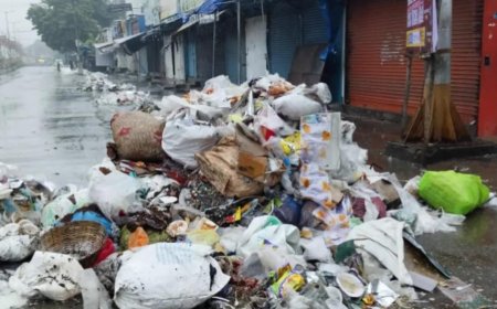 திருச்சி மாநகராட்சியில் கொட்டும் மழையிலும் குப்பைகளை சேகரிக்கும் தூய்மை பணியாளர்கள்