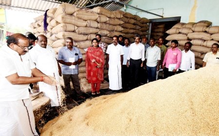 நெல் மூட்டைகள் தேக்கத்திற்கு மத்திய அரசு தான் காரணம் - தஞ்சையில் அமைச்சர் சக்கரபாணி