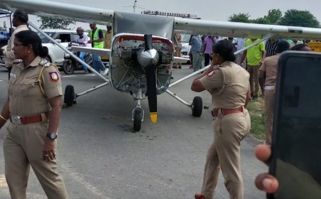 கீரனூர் அருகே சாலையில் தரை இறங்கிய விமானம்; செல்பி எடுக்க குவிந்த மக்களால் பரபரப்பு; அதிர்ஷ்டவசமாக அசம்பாவிதம் தவிர்ப்பு