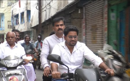 திருச்சியில் இருசக்கர வாகனத்தில் சென்று ஆய்வு நடத்திய எம்.பி துரை வைகோ