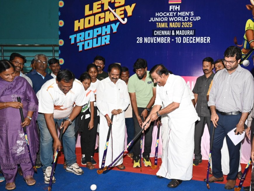ஹாக்கி உலகக்கோப்பை அறிமுக விழா; அமைச்சர் கே.என்.நேரு உற்சாகம்