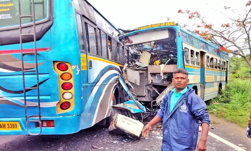 கடையநல்லூர் அருகே தனியார் பேருந்துகள் நேருக்கு நேர் மோதல்; 6 பேர் சம்பவ இடத்திலேயே பலி- முதல்வர் இரங்கல்