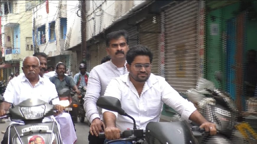 திருச்சியில் இருசக்கர வாகனத்தில் சென்று ஆய்வு நடத்திய எம்.பி துரை வைகோ