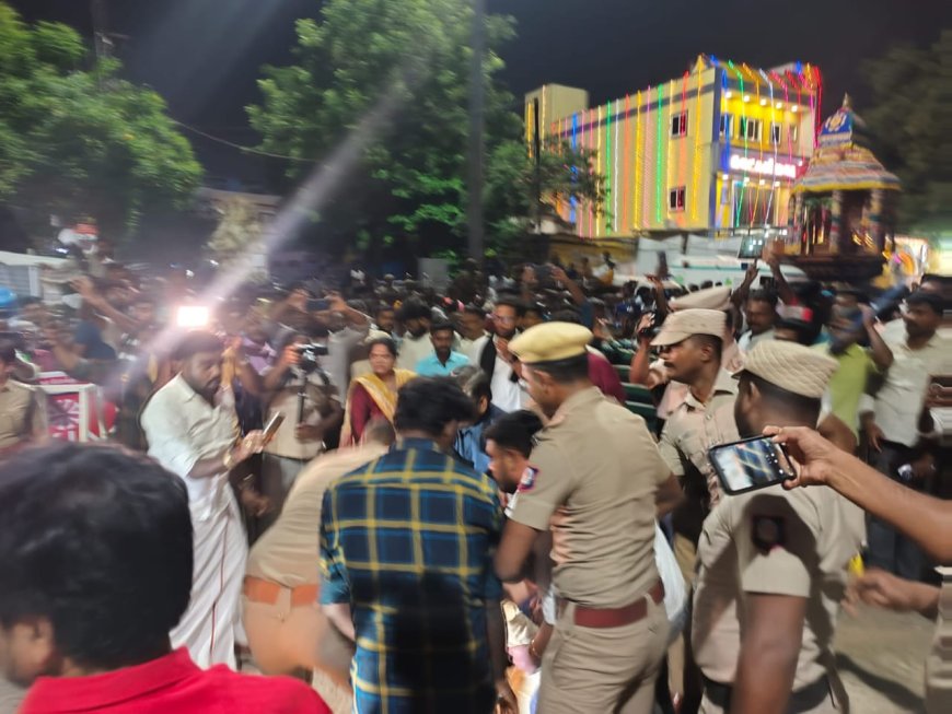 திருப்பரங்குன்றம் தீபத்தூணில் தீபம் ஏற்றுவதில் சர்ச்சை: போலீஸ் தடையை உடைத்து மலையை நோக்கி முன்னேறிய  இந்து முன்னணி, பாஜகவினரால் பரபரப்பு