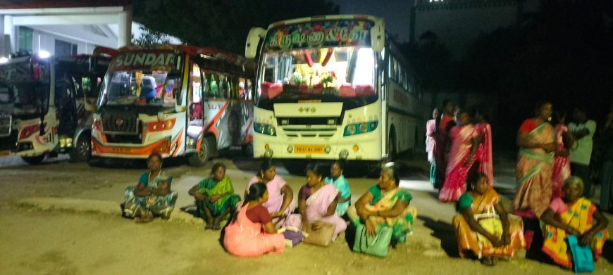 மணப்பாறையில் மூன்று பஸ்களை சிறைபிடித்த காவல்துறையினர்:ஒரு நாள் முன்னதாகவே காத்திருப்பு போராட்டத்தை துவக்கிய ஏஐடியுசி