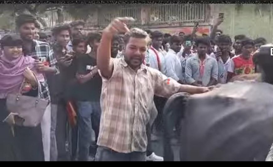 மாட்டுக்கு QR கோடு இருக்கு எனக்கூறி பொதுக்கூட்டத்துக்கு மாடுடன் வந்த தவெக தொண்டர்