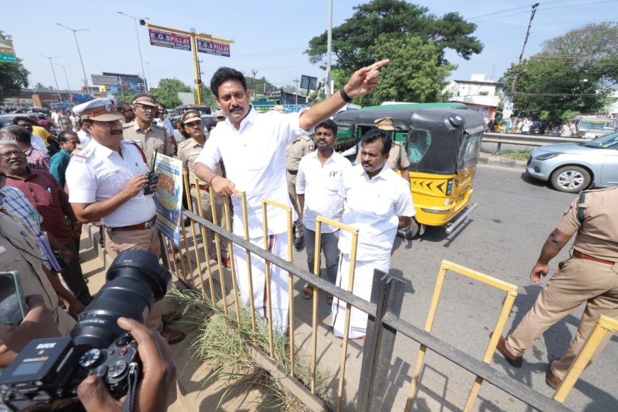 பால்பண்ணையில் கடும் போக்குவரத்து நெரிசல் ; கனரக வாகனங்களை சுற்று வட்ட சாலையில் திருப்பி விட திட்டம்- அமைச்சர் அன்பில் மகேஷ்