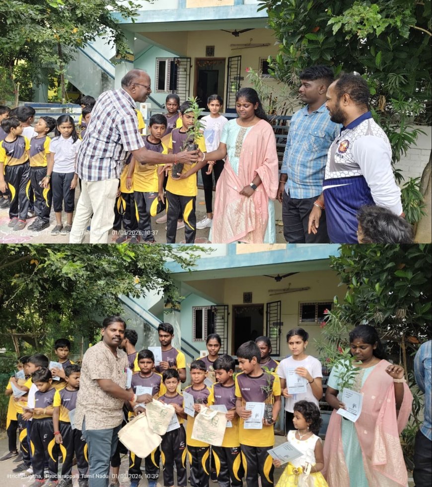 புத்தாண்டு முதல் நாளில் மரக்கன்றுகள் வழங்கி விழிப்புணர்வு ஏற்படுத்திய தண்ணீர் அமைப்பு