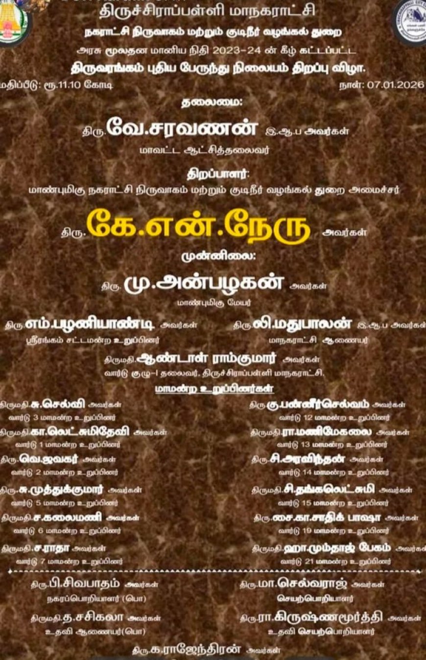 திருச்சியில் தொடரும் நேரு, மகேஷ் டீம் உட்கச்சி பூசல்: கல்வெட்டிலும் அரசியல்: அந்தோ பிரதாபத்தில் திருச்சி எம்பி