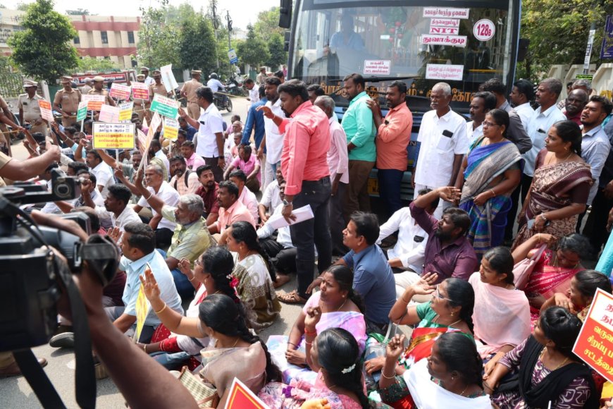 9 அம்ச கோரிக்கைகளை வலியுறுத்தி வருவாய்த்துறை சங்கங்களின் கூட்டமைப்பினர் சாலை மறியல் - 200 பேர் கைது