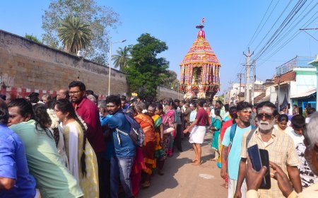 திருவானைக்காவலில் பங்குனித் தேரோட்டம் கோலாகலம்;  சிவாய கோஷம் விண்ணதிர வடம் பிடித்த பக்தர்கள்