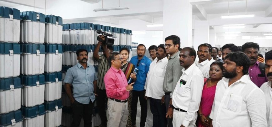 சட்டமன்ற தொகுதி வாரியாக மின்னணு வாக்குப்பதிவு எந்திரங்கள் பாதுகாப்பு அறைக்கு அனுப்பி வைப்பு