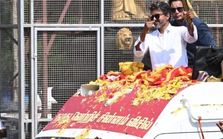 காரைக்குடியில் பேசாமல் திரும்பிய விஜய் ; திருச்சியில் சாலை வலம்: பவுன்சர்கள் அராஜகம்