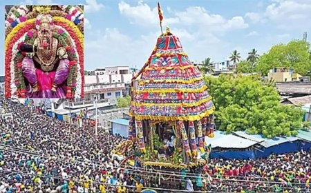 "ஓம் சக்தி, பராசக்தி" கோஷம் விண்ணதிர  சமயபுரம் மாரியம்மன் தேரோட்டம் கோலாகலம்