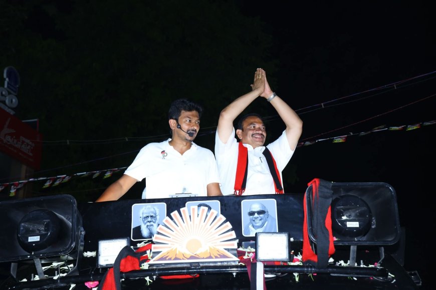 திருவிழாக்களுக்கு அட்டை மூலம் போடும் செட் தான் அந்த கூட்டம்; பிரேக் விட்டு பிரேக் விட்டு பிரச்சாரம் - விஜய் போட்டியிடும் கிழக்கு தொகுதியில் உதயநிதி