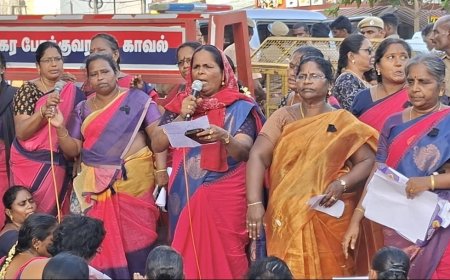 சமூக வலைதளங்களில் அங்கன்வாடி ஊழியர்களைத் தரக்குறைவாகச் சித்தரிக்கும் நபர்கள் மீது நடவடிக்கை வேண்டும்- அங்கன்வாடி தொழிலாளர்கள் ஆர்ப்பாட்டம்