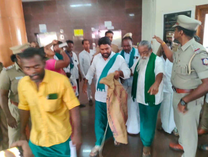 குறைதீர் கூட்டத்திற்கு மண்டை ஓடுகளுடன் வந்த விவசாயிகள்; போலீசுடன் மோதல், தள்ளுமுள்ளு
