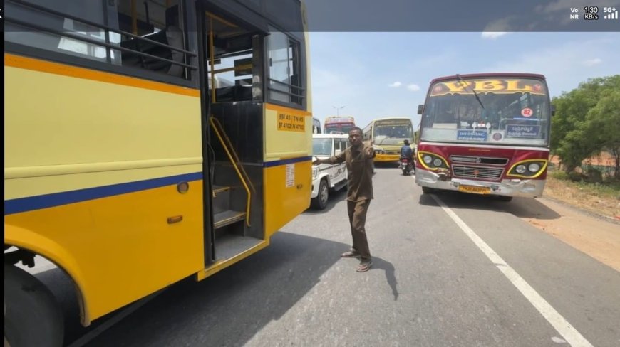 திருச்சியில் தனியார் பேருந்துகளின் ரேஸ் ; நூலிழையில் தப்பிய அரசு இருந்து பயணிகள்
