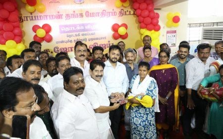 திருச்சி அரசு மருத்துவமனையில் பிறந்த குழந்தைகளுக்கு தாய் மாமன் தங்க மோதிரம்; குப கிருஷ்ணன் பங்கேற்பு