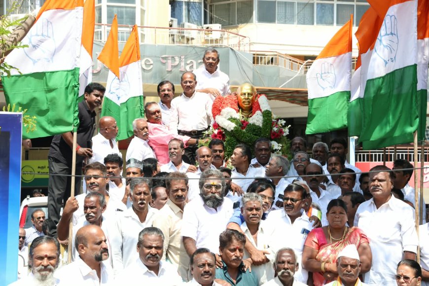 14-ம் ஆண்டு நினைவு நாள்: எல்.அடைக்­க­ல­ராஜ் சிலைக்கு காங்கிரசார்  மரியாதை