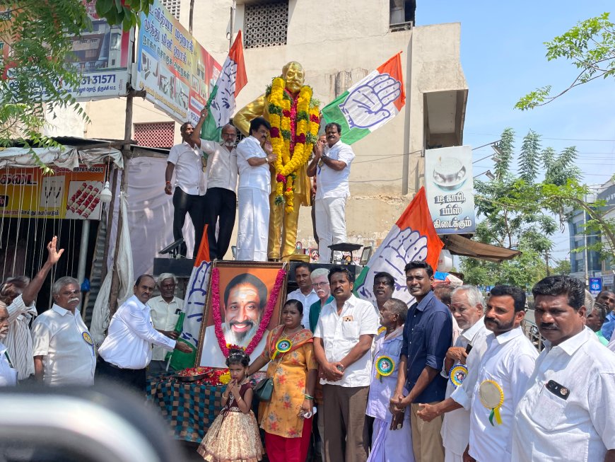 திருச்சி மாநகர் மாவட்ட காங்கிரஸ் கமிட்டி சார்பில் சிவாஜி சிலைக்கு மரியாதை
